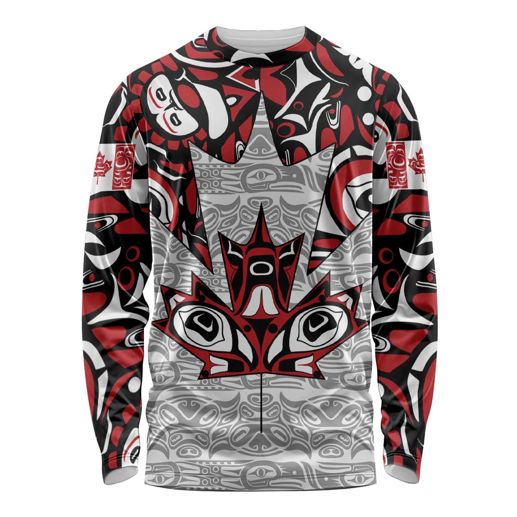 Canada Long Sleeve Shirt Haida Art-Inspired Pattern Design