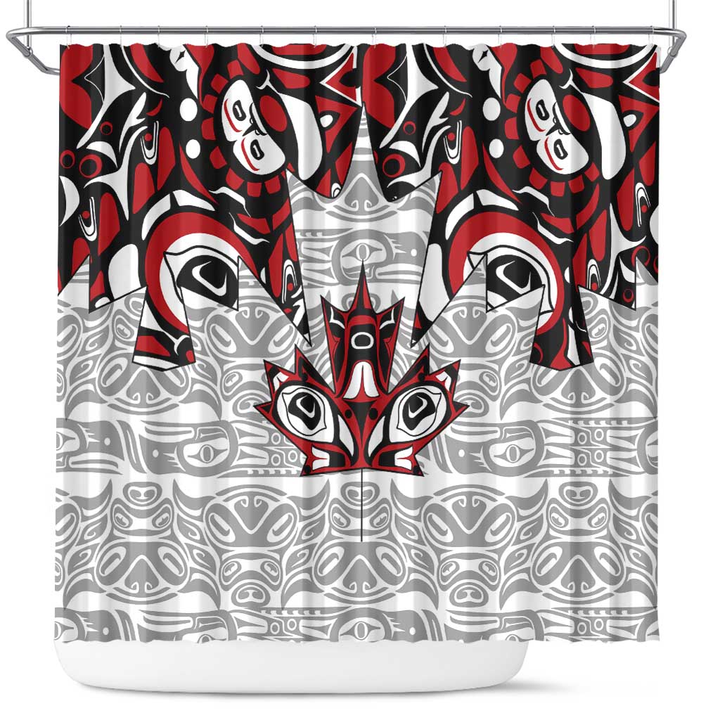 Canada Shower Curtain Haida Art-Inspired Pattern Design