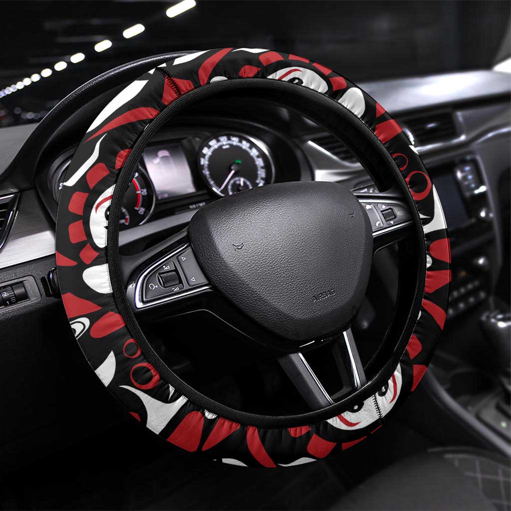 Canada Steering Wheel Cover Haida Art-Inspired Pattern Design