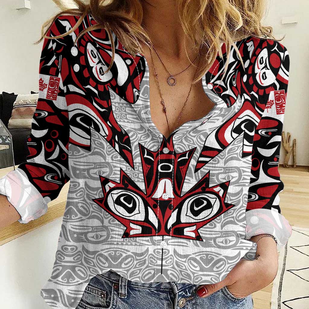 Canada Women Casual Shirt Haida Art-Inspired Pattern Design