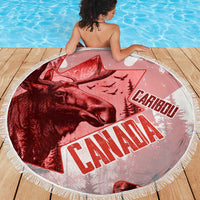 Canada Flag Beach Blanket Caribou Design with National Symbol