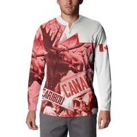 Canada Flag Button Sweatshirt Caribou Design with National Symbol
