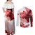 Canada Flag Couples Matching Off Shoulder Maxi Dress and Long Sleeve Button Shirt Caribou Design with National Symbol