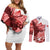 Canada Flag Couples Matching Off Shoulder Short Dress and Long Sleeve Button Shirt Caribou Design with National Symbol