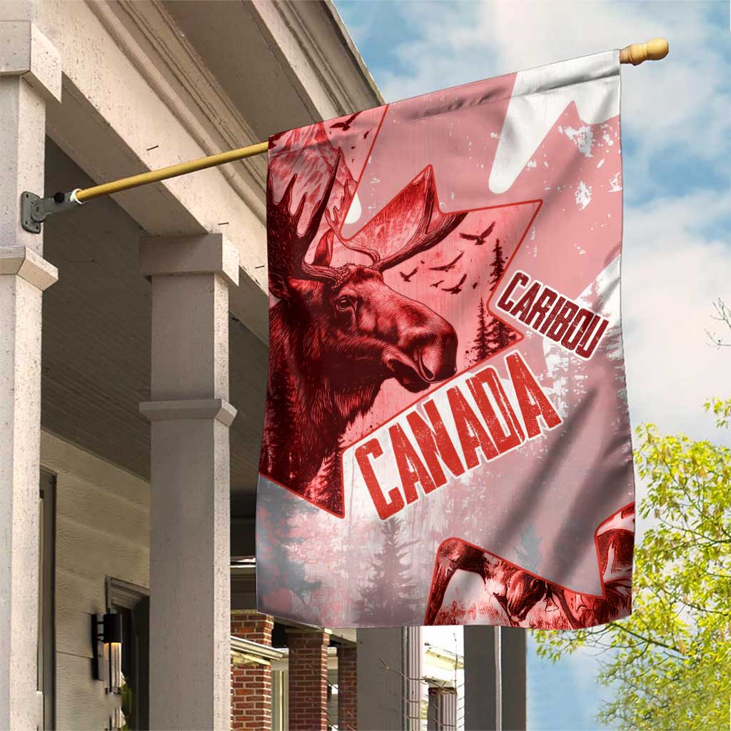 Canada Flag Garden Flag Caribou Design with National Symbol