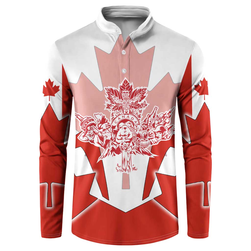 Canada Flag Button Sweatshirt National Map & Symbolic Design