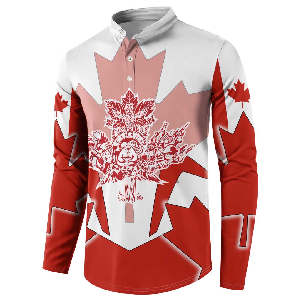 Canada Flag Button Sweatshirt National Map & Symbolic Design