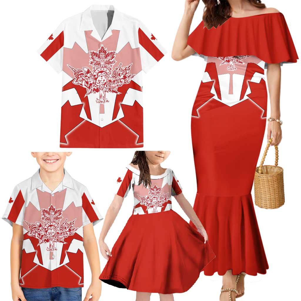 Canada Flag Family Matching Mermaid Dress and Hawaiian Shirt National Map & Symbolic Design