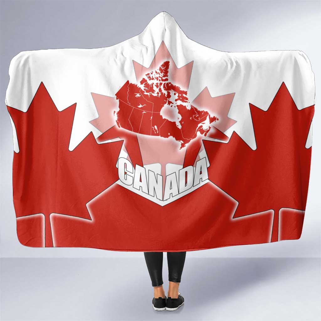 Canada Flag Hooded Blanket National Map & Symbolic Design