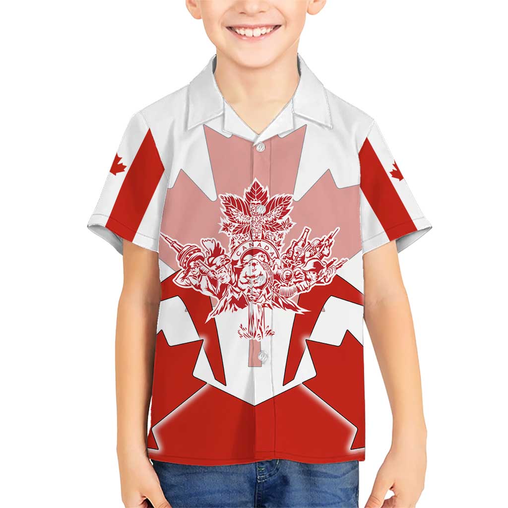 Canada Flag Kid Hawaiian Shirt National Map & Symbolic Design