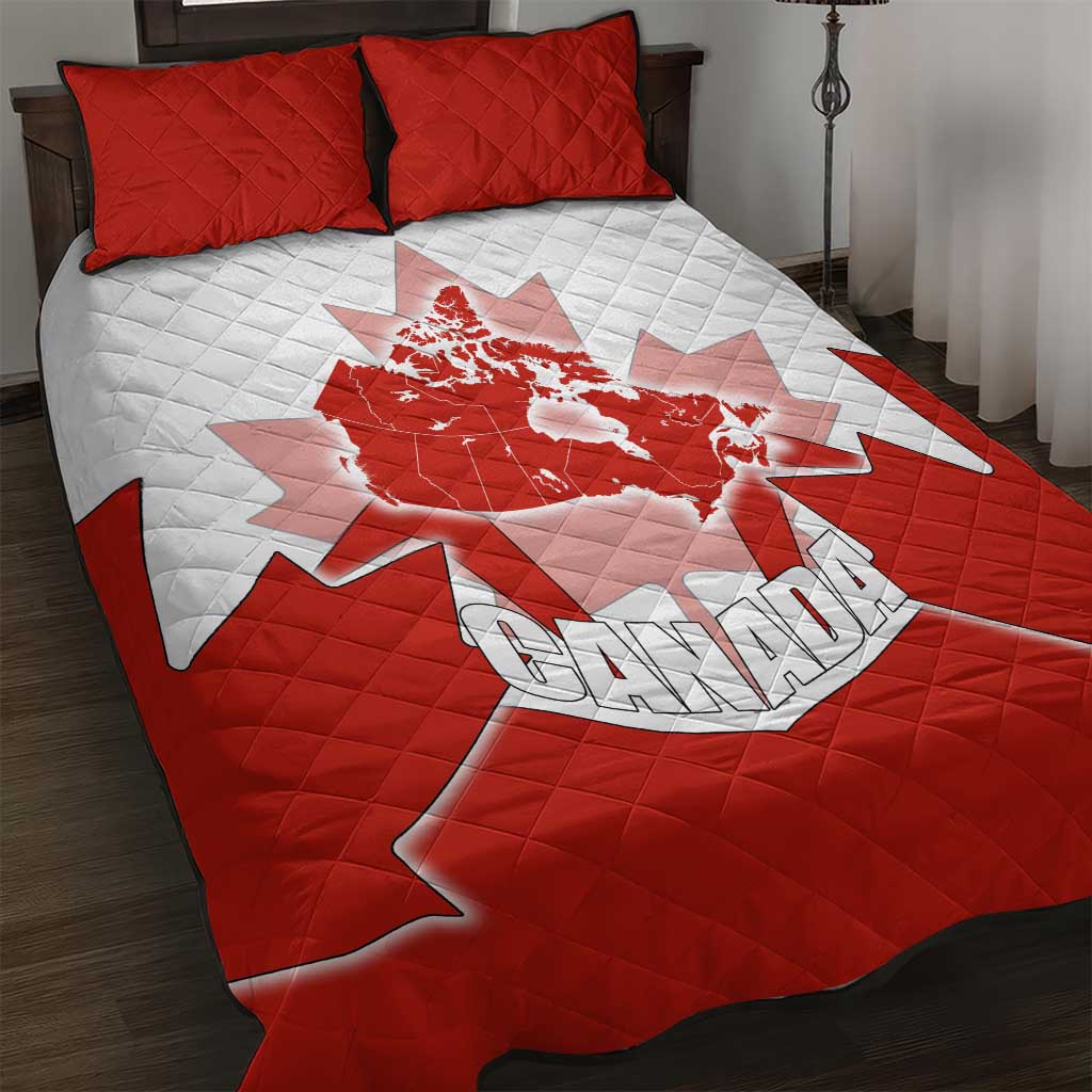 Canada Flag Quilt Bed Set National Map & Symbolic Design