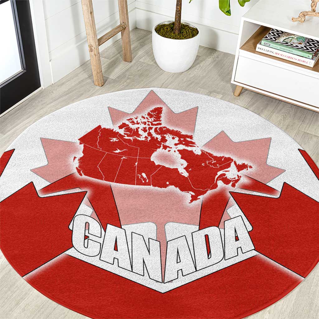 Canada Flag Round Carpet National Map & Symbolic Design