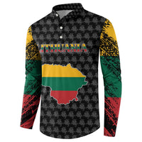 Men's black button-up sweatshirt with Lithuania map centered on chest