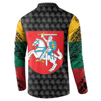 Men's black button-up sweatshirt with coat of arms crest on back