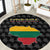 Lithuania Map Combined with National Coat of Arms Round Carpet Patriotic Design