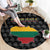 Lithuania Map Combined with National Coat of Arms Round Carpet Patriotic Design