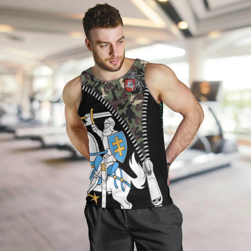 Lithuania's National Emblem Men Tank Top with Military Motifs - Army-Inspired Design