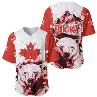 Canada Bear Baseball Jersey with Maple Leaf and Rocky Mountain Design