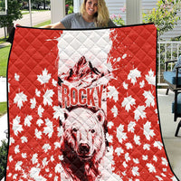 Canada Bear Quilt with Maple Leaf and Rocky Mountain Design