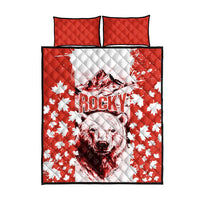 Canada Bear Quilt Bed Set with Maple Leaf and Rocky Mountain Design