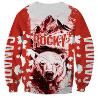 Canada Bear Sweatshirt with Maple Leaf and Rocky Mountain Design