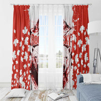 Canada Bear Window Curtain with Maple Leaf and Rocky Mountain Design