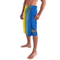 Ukrainian Flag Colors Lavalava with Trident Crest and Traditional Folk Pattern