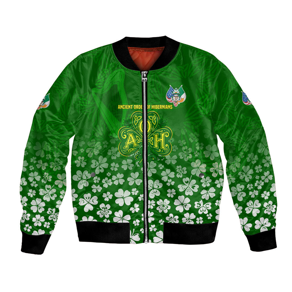 Ancient Order Of Hibernians Bomber Jacket Irish Celtic Knotwork - Shamrock Harp