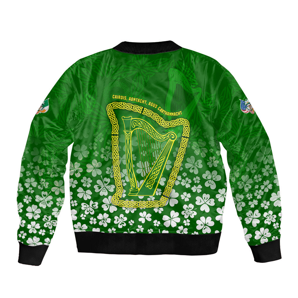 Ancient Order Of Hibernians Bomber Jacket Irish Celtic Knotwork - Shamrock Harp