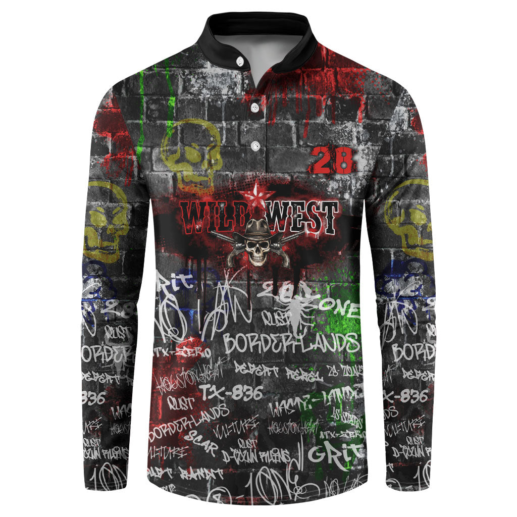 Personalized Wild West Borderlands Button Sweatshirt Urban Street Graffiti Art Skull Scorpion Symbols