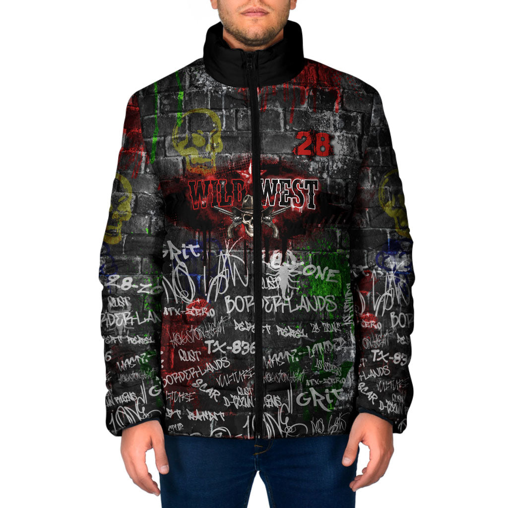 Personalized Wild West Borderlands Padded Jacket Urban Street Graffiti Art Skull Scorpion Symbols