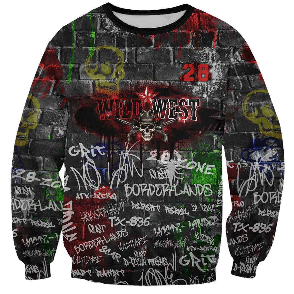 Personalized Wild West Borderlands Sweatshirt Urban Street Graffiti Art Skull Scorpion Symbols