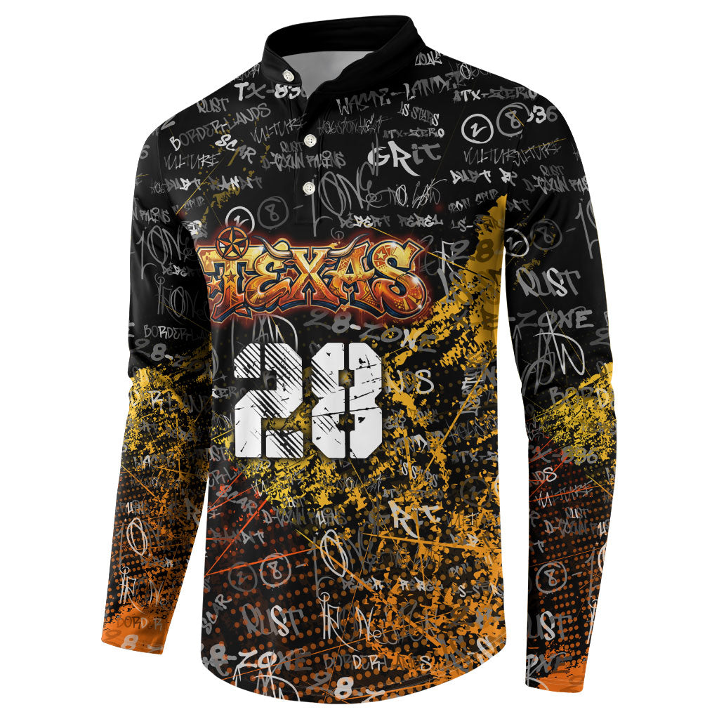 Personalized Texas State Pride Button Sweatshirt Urban Graffiti Style - Longhorn Skull - Oil Derrick Graphic