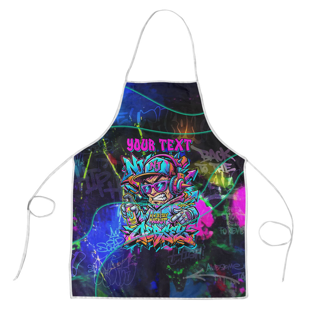 Personalized New Jersey Graffiti Mascot Apron Urban Street Art - Vibrant Neon Spray Paint Aesthetic