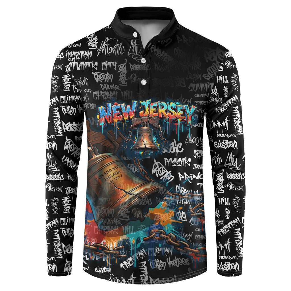 Personalized New Jersey Liberty Bell Graffiti Button Sweatshirt Urban Street Art - Hand Drawn City Tagging