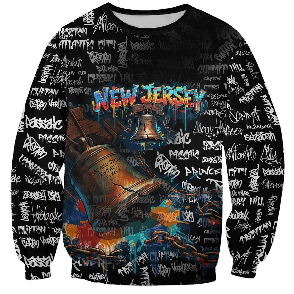 Personalized New Jersey Liberty Bell Graffiti Sweatshirt Urban Street Art - Hand Drawn City Tagging