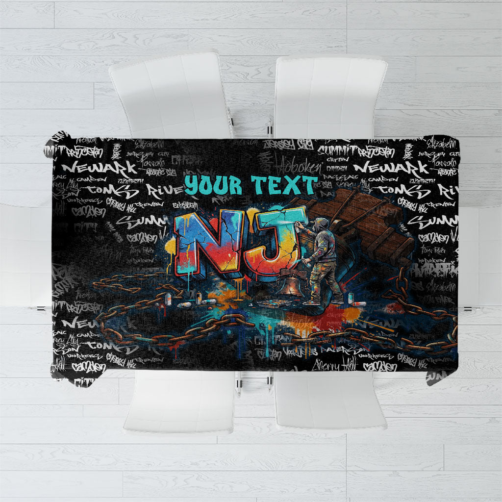 Personalized New Jersey Liberty Bell Graffiti Tablecloth Urban Street Art - Hand Drawn City Tagging