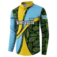 Multicolor button henley sweatshirt with palm leaf side panels and wave flag print