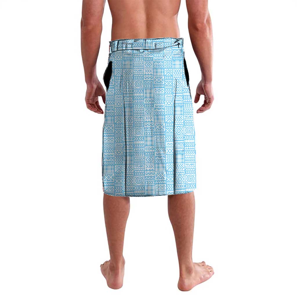 Saint Lucia Graphic Parrot Lavalava with Tribal Pattern and Minimalist Blue Black Design - Wonder Print Shop
