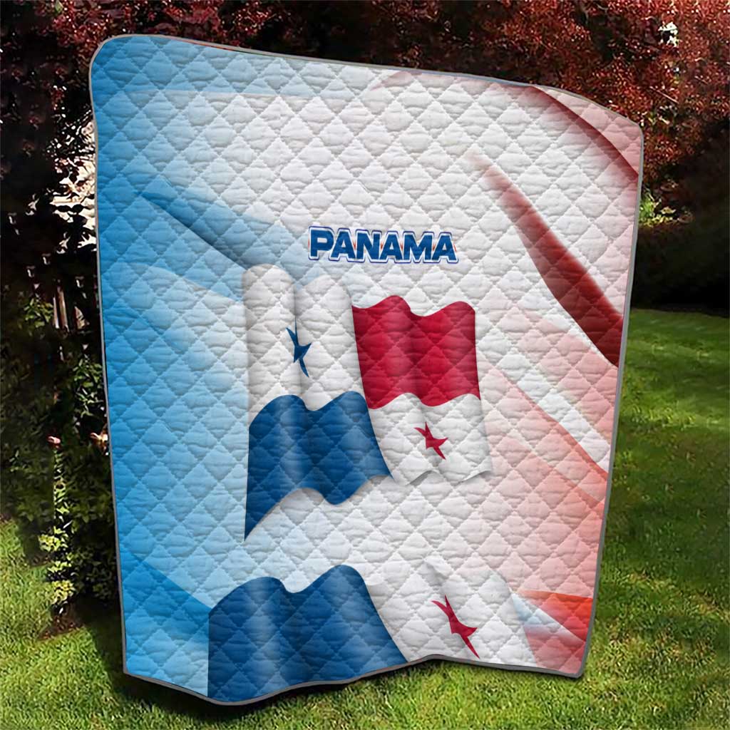 Panama Waving Flag Design Quilt with Red Blue Stars and National Color Pattern - Wonder Print Shop