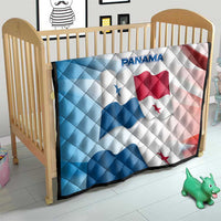 Panama Waving Flag Design Quilt with Red Blue Stars and National Color Pattern - Wonder Print Shop