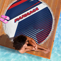 Panama Diagonal Stripe Design Beach Blanket with Bold Red Blue Star and Flag Accents - Wonder Print Shop