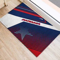 Panama Diagonal Stripe Design Rubber Doormat with Bold Red Blue Star and Flag Accents - Wonder Print Shop