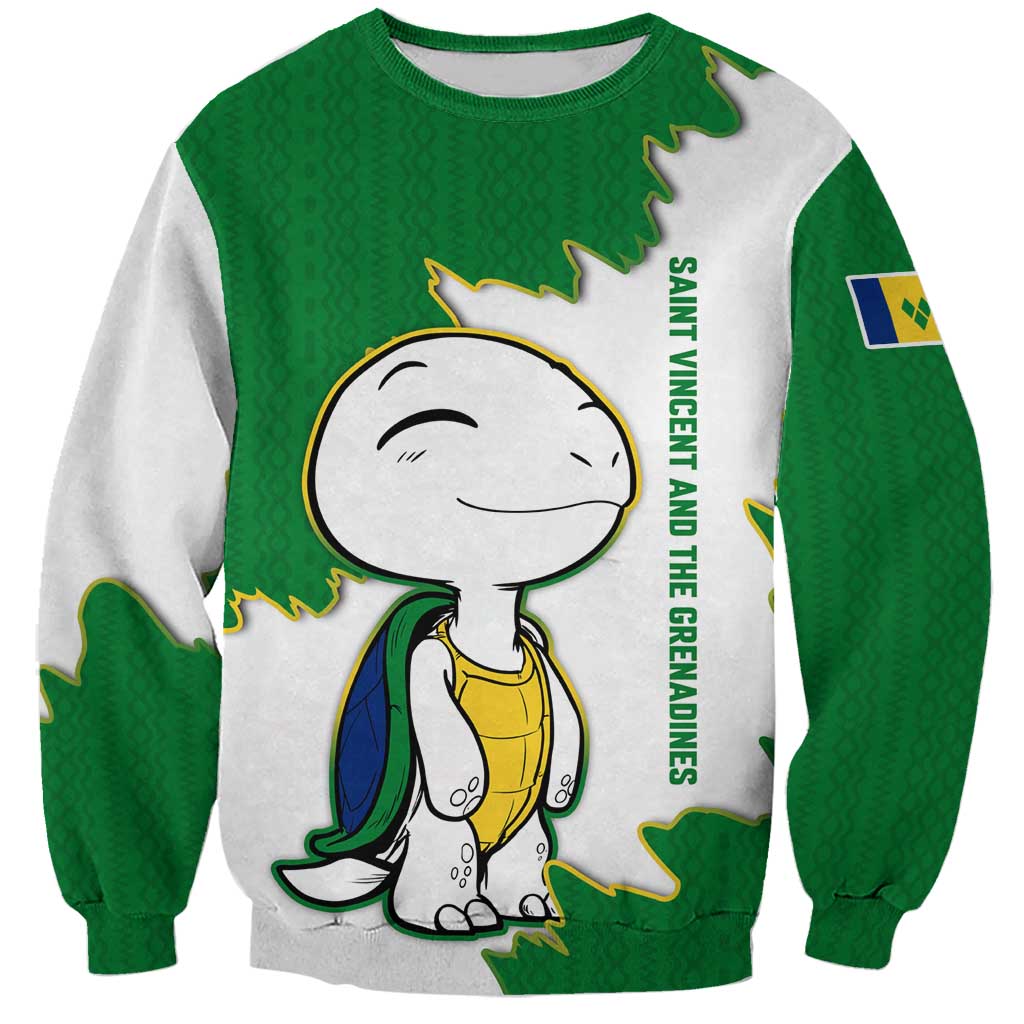 Saint Vincent and the Grenadines Turtle Sweatshirt with Coat of Arms and Green Heritage Design - Wonder Print Shop