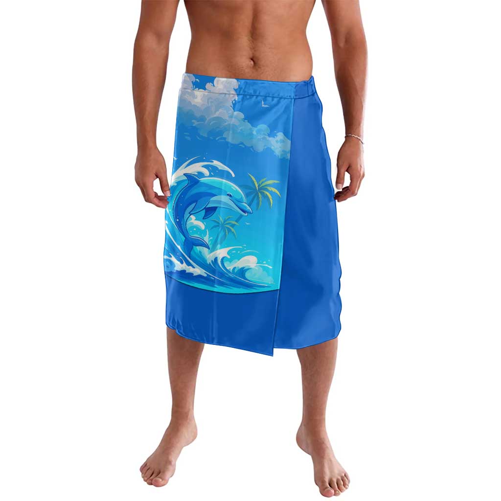 Saint Vincent and the Grenadines Dolphin Lavalava with Ocean Wave and Tropical Island Design - Wonder Print Shop