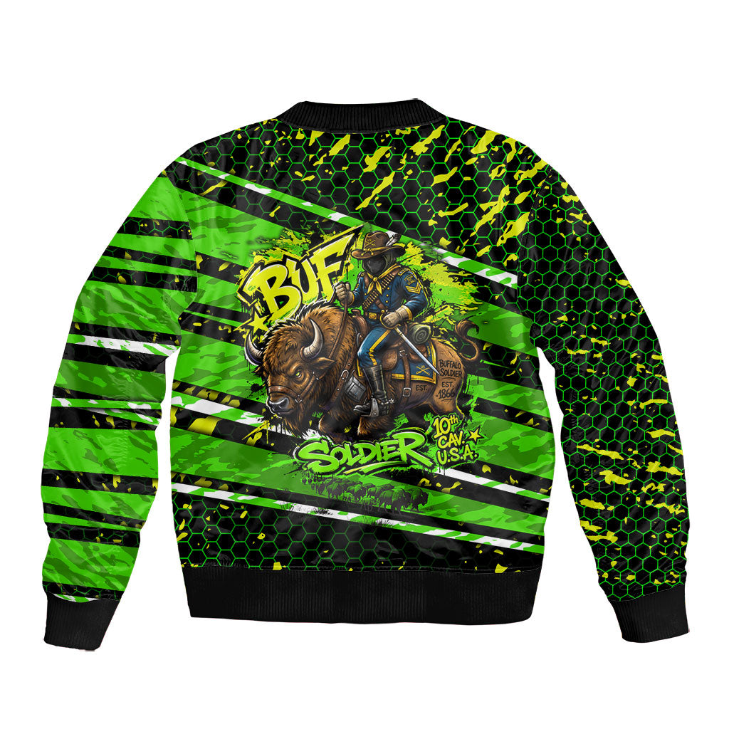 Buffalo Soldiers 10th Cavalry Regiment Bomber Jacket Graffiti Urban Streetwear Style Graphic Art
