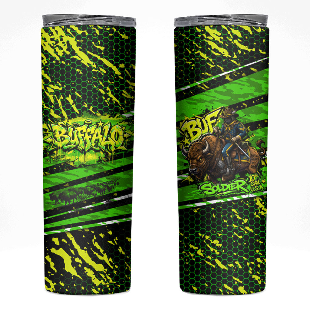 Buffalo Soldiers 10th Cavalry Regiment Skinny Tumbler Graffiti Urban Streetwear Style Graphic Art