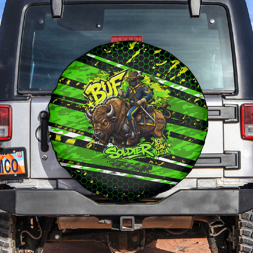 Buffalo Soldiers 10th Cavalry Regiment Spare Tire Cover Graffiti Urban Streetwear Style Graphic Art