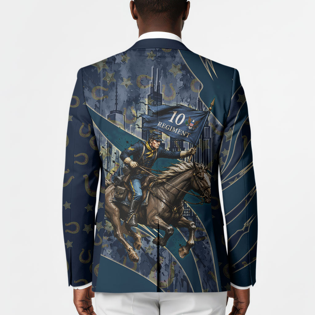 Buffalo Soldiers 10th Cavalry Regiment Ride Or Die Blazer Patriotic Military Heritage Distressed City Skyline Graphic Art