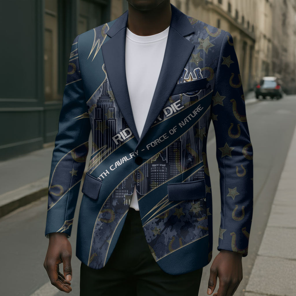 Buffalo Soldiers 10th Cavalry Regiment Ride Or Die Blazer Patriotic Military Heritage Distressed City Skyline Graphic Art